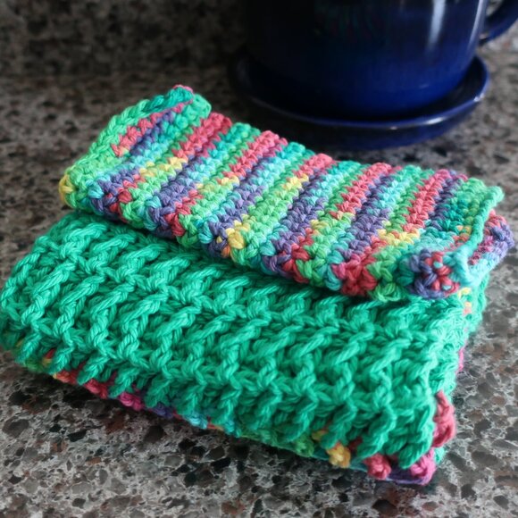 Multicolored Crochet Dish Drying Mats 100% Cotton Kitchen - Picture 7 of 13
